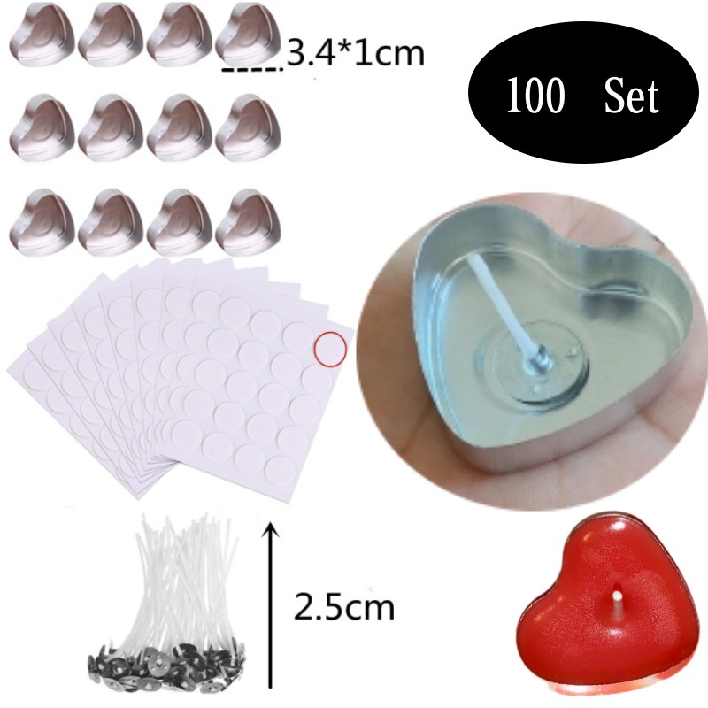 100 Sets Heart shaped Empty Al - огляд і ціна Candle Containers