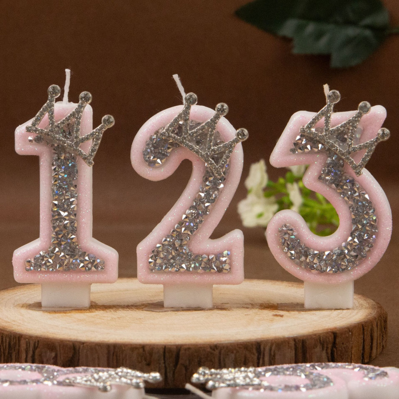 Digital Candles 0-9 Pink Silve - огляд і ціна Paraffin Wax